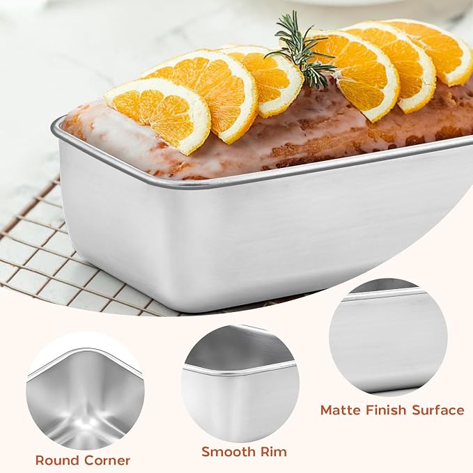 Onader 2 Pack Bread Loaf Pans, 9 x 5 Inch Stainless Steel Deep Meatloaf Pan for Baking