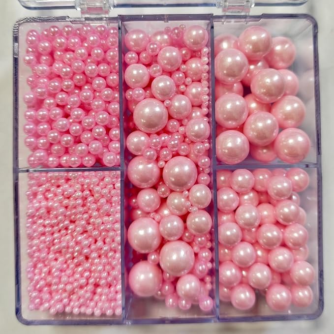 HeDeon&Rles Pink Pearls Sprinkles for Baking Pink Sprinkles 90g/3.17oz 4 Size Mix Edible Pink Pearls for Cake Cupcake Pancake Icing Decoration