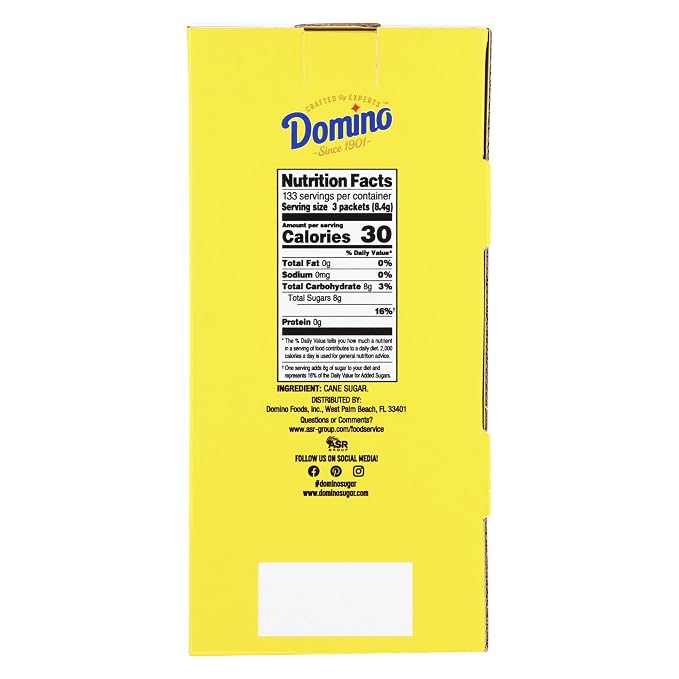 Domino® Sugar Packets, 400 Sugar Packets (2.8 g each) in Dispenser Box (Pack of 2)