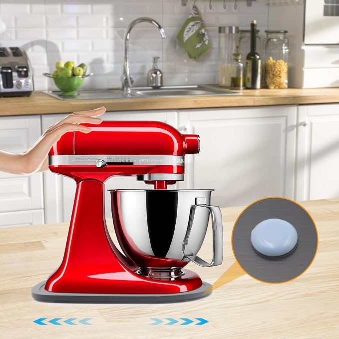 Sliding Mat for Kitchen aid 4.5-5 Qt Stand Mixer with 1Pc Cord Organizer and 3Pcs Attachment Holder for Kitchen Appliance Slider Counter, Moving Tray (Pine Wood, Black)