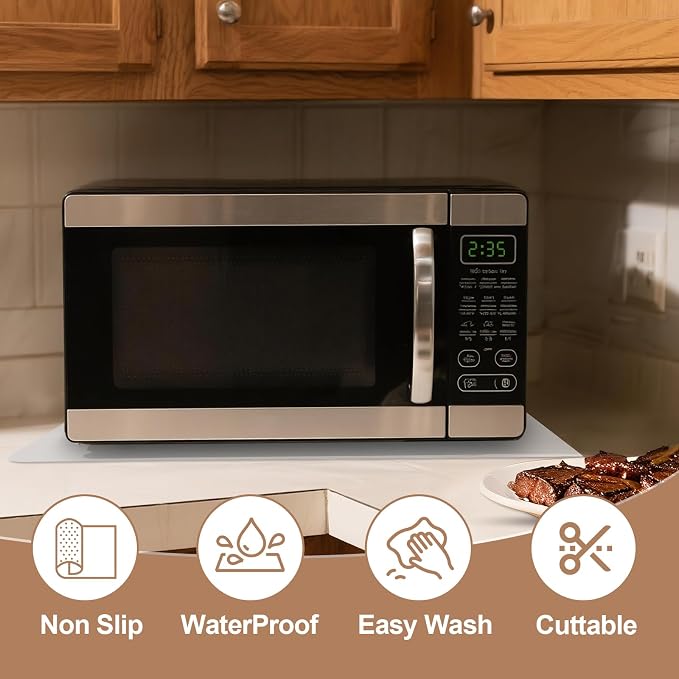 Silicone Heat Resistant Mats for Countertop, 2MM Extra Thick Mat for Kitchen Counter, Suitable for Airfryer, Microwave, Coffee Maker, Non Slip Hot Pad, Waterproof (White Translucent, 18.9 * 14.57)