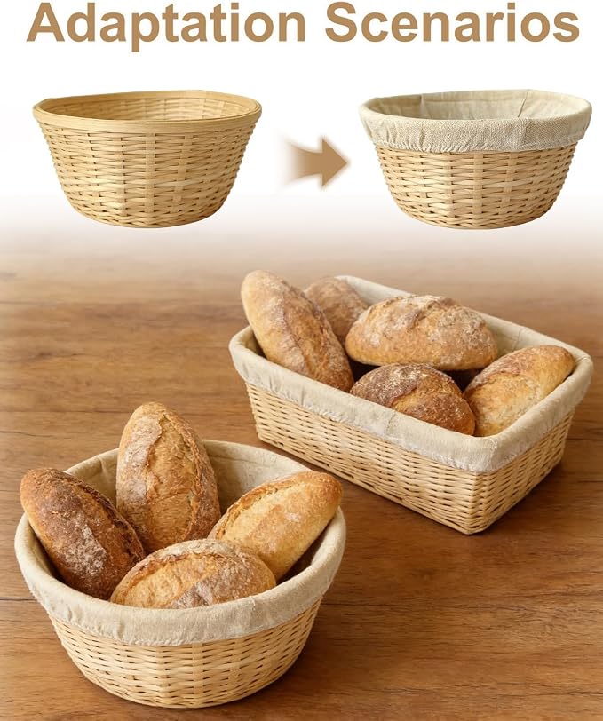 6 Pack Proofing Basket Linen Liner Banneton Liner 10 Inch Round and Oval Bread Proofing Cover Reusable White Cotton Cloth for Dough Rising Sourdough Baking Supplies Home Kitchen Accessories