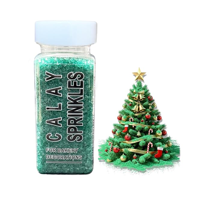 Green Sprinkles for Baking, Green Sanding Sugar Crystals, 4.23 ounces Edible Sparkling Coarse Sugar Sprinkles for Cake Decorating, Cupcake Topper, Cookie Toppings, Wedding Birthday Christmas Supplies