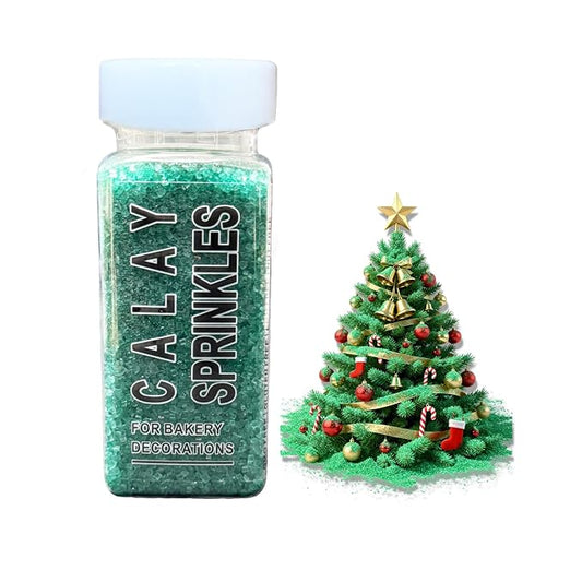 Green Sprinkles for Baking, Green Sanding Sugar Crystals, 4.23 ounces Edible Sparkling Coarse Sugar Sprinkles for Cake Decorating, Cupcake Topper, Cookie Toppings, Wedding Birthday Christmas Supplies