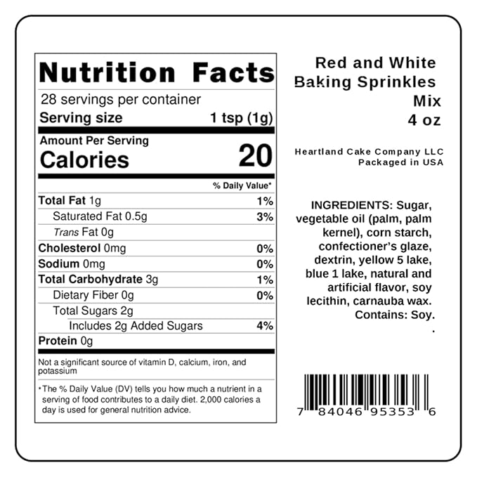 Red and White Sprinkles 4oz pack for Cake, Cupcake, Cookie Decorations, Ice Cream and Donut Toppings Edible Decorating Baking Supplies - Mix
