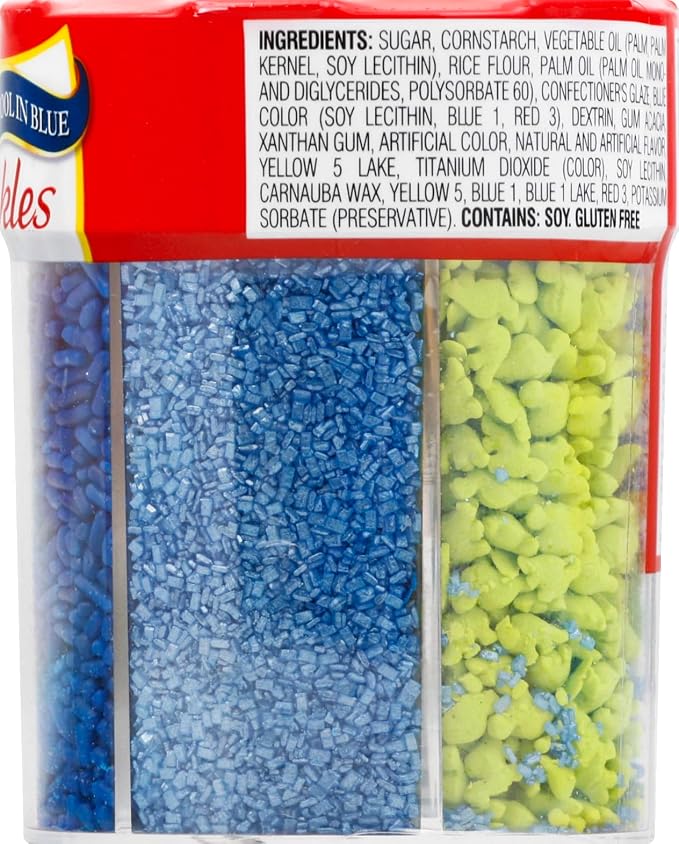 Betty Crocker 6 Color Sprinkles, Dessert Sprinkles for Cake, Cupcake, Cookie Decorating, Baking, Green, Blue, and White Blends 6.9oz