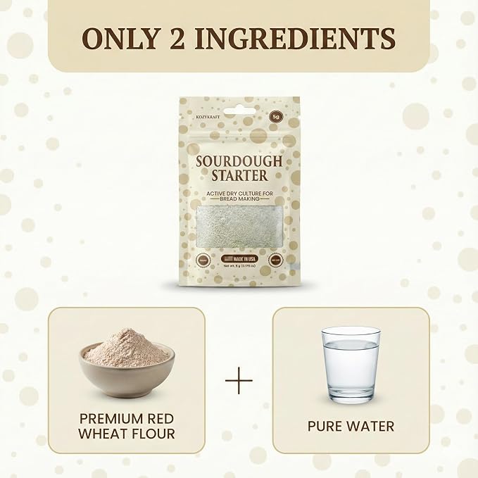 Sourdough Starter Culture – Dehydrated Wild Dry Yeast for Baking Homemade Artisan Bread – Organic, Non-GMO, Fresh, Long-Lasting & Beginner-Friendly (20 Grams)