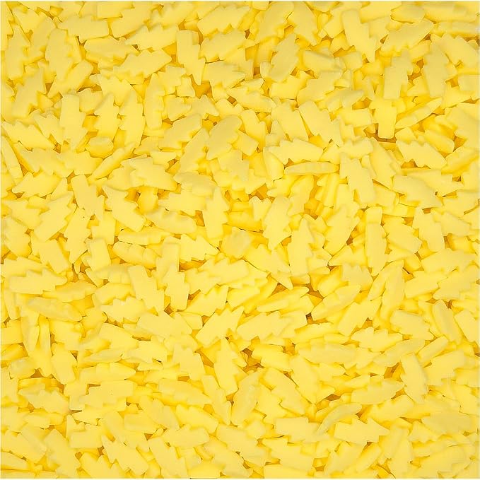 NCS Thin Lightning Bolt Shaped Edible Sprinkles – Yellow Cupcake, Cake & Cookie Decorations, 7 oz