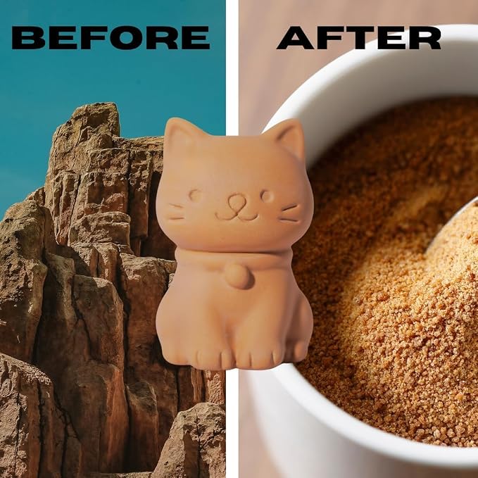 Sifri Terracotta Brown Sugar Keeper – Cat Shaped Sugar Saver, Natural Clay Moisture Holder for Baking Essentials Like Cookies, Marshmallows & Herbs – Reusable Kitchen Freshness Solution