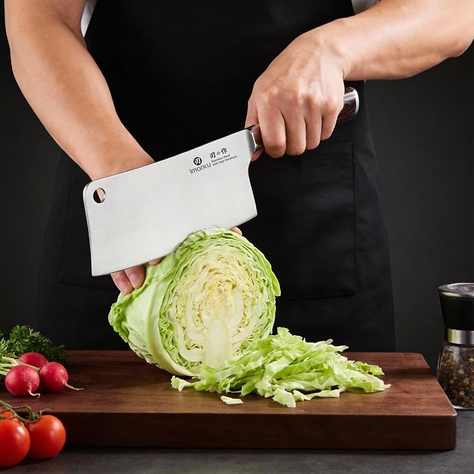 imarku Cleaver Knife 7 Inch Meat Cleaver, Japanese High Carbon Stainless Steel Butcher Knife with Ergonomic Handle, Ultra Sharp Chopping Knife, Kitchen Gadgets for Home/Restaurant, Dads Gifts