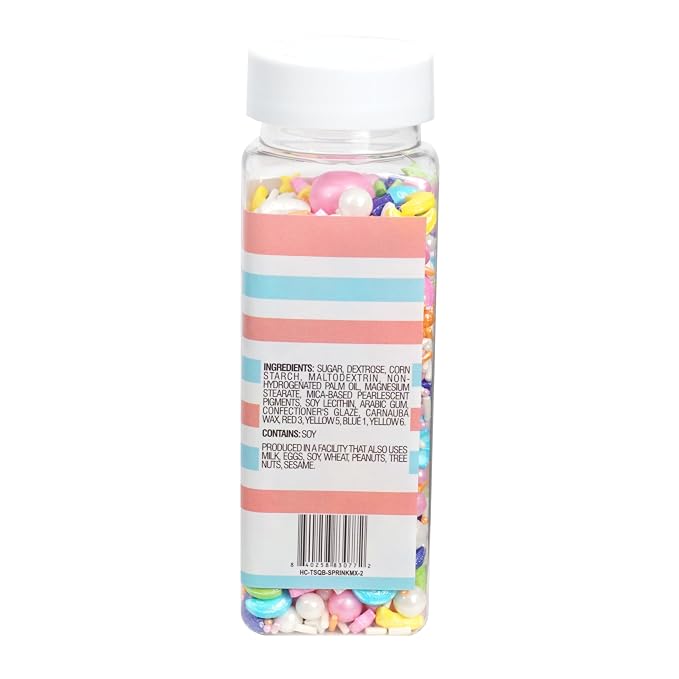 Moon & Stars Sprinkle Mix White, Blue, Yellow, Pink, Purple, Green, Orange 4.4 oz, Sprinkles For Cake Decorating, Baking, Ice Cream & More, The Hampton Candy Company