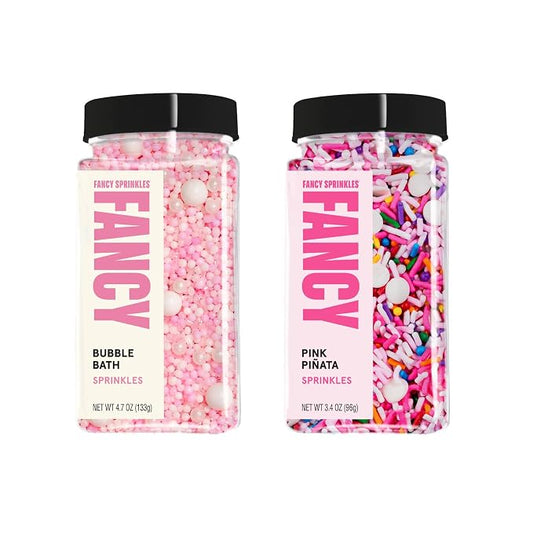 Fancy Sprinkles Bubbles & Bashes Sprinkle Set | Pink Piñata & Bubble Bath | Pink Sprinkles for Cake, Cupcake & Cookie Decorating | Baby Shower & Bachelorette | 2 Pack (0.5c)