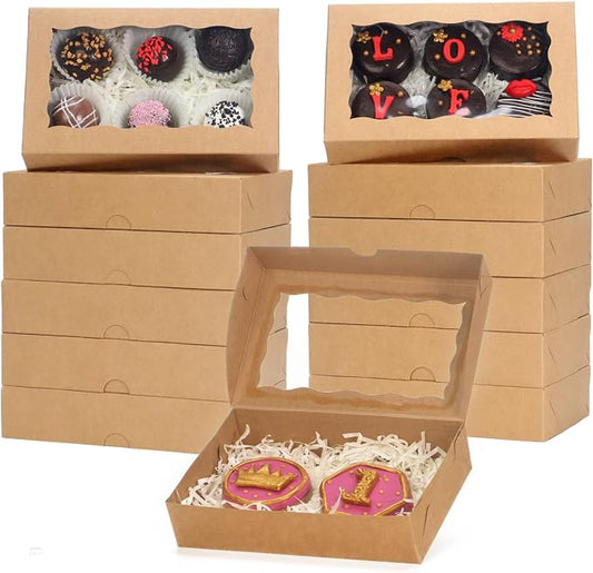 RomanticBaking 100 Pack Brown 7 x 4 3/8 x 1 1/2inches Cookies Boxes for Wedding Baby Shower Bakery Boxes for Macaron Truffle Donut Chocolate Cakesicle