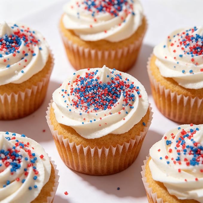 Twisweet Patriotic Sprinkles for Cake Decorating, 4th of July Red White and Blue Sanding Sugar, Edible Sugar Crystals for Baking, Cupcake Topper Cookie Ice Cream Donut Decoration, Independence Day Birthday Festival Supplies (150g/5.3oz)