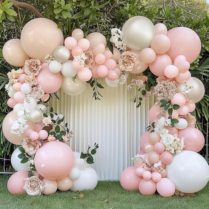 Pastel Pink Balloon Garland Double Stuffed Baby Pink Balloons Arch Light Pink Latex Balloons Different Sizes 18/12/5 Inch Macaron Balloon Kit for Baby Shower Wedding Princess Birthday Party Decor
