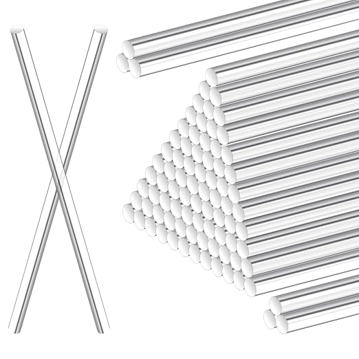 Sibba 100 PCS 8-Inch Clear Acrylic Rods 2mm Diameter Transparent Plastic Dowels for Cake Toppers, Cake Pops, DIY Crafts, Party Decor, Gardening Stakes Cocktail Stirrers