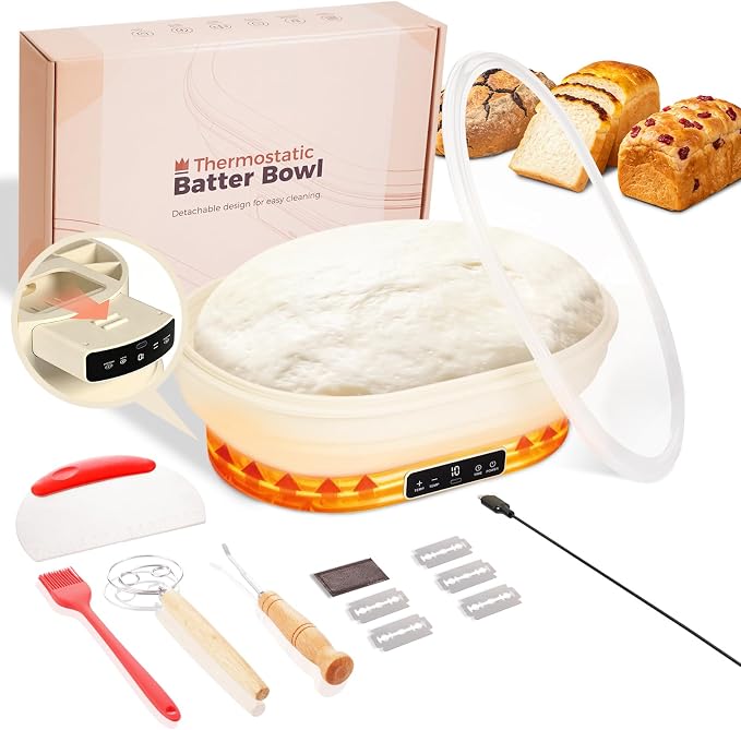 XPXKJ Heating Bread Proofing Basket (11.1×7.2×4.2'') | 77-122℉ 6 Gears Temperature