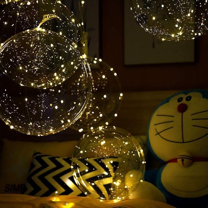 Party Led Balloons, 18 Packs Light Up Balloon Battery Included 3 Meters String Lights Inflated Size 22 Inches Clear Balloon, for Birthday Party Wedding Decorations (Warm White)