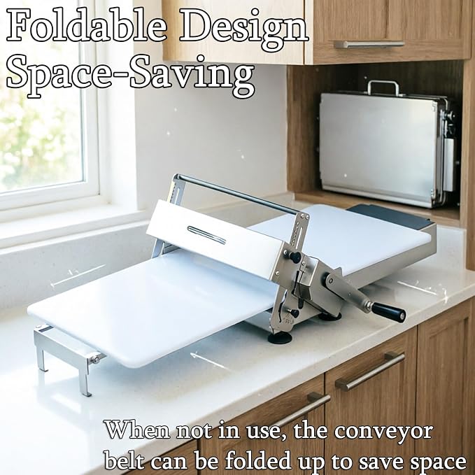 Folding Dough Sheeter (15.8"), Countertop Dough Sheeter,Dough Roller Machine Stainless Steel Sheeter 0.2-25mm Adjustable Thickness Stainless Steel Manual Dough Sheeter Machine With Board(400)