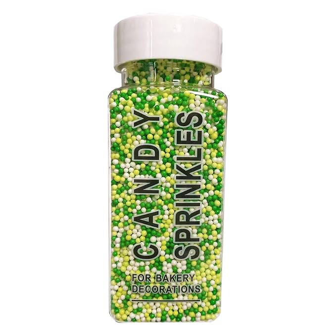PhilaeEC St Patricks Nonpareils Sprinkle 2mm Mini Peals Green and White Sprinkle Edible for Cake Decoration Cupcake Topper Cookie Baking Decorations Spring St Patricks Supplies