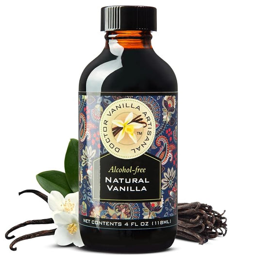 Natural Vanilla Alcohol‑Free Flavor, 4 fl oz - Madagascar Bourbon vanilla, 100% natural, sugar‑free, GMO‑free, gluten‑free, vegan, paleo, keto, kosher, and halal