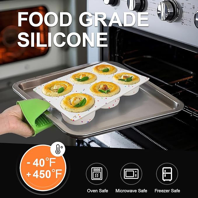 Silicone Egg Bite Molds, 3 Pack Deep 3 Inch Round Molds for Egg Breakfast Sandwiches, Omelets, Dinner Rolls, Baking - White