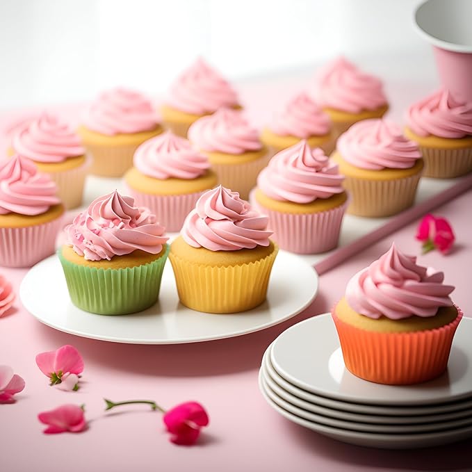Jumbo Cupcake Liners 300 pcs Rainbow Muffin Liners No Smell,Food&Grade,Greaseproof Paper Baking Cups, Cupcake Wrappers for Party,Christmas by GoldenBakeryFamily
