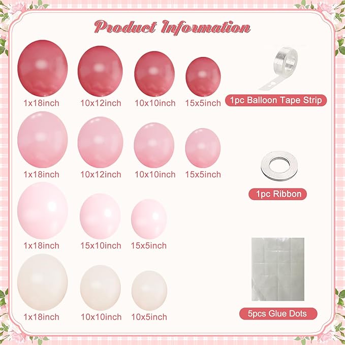 Dusty Pink Balloon Arch Kit 124Pcs Pink and White Balloon Arch Garland Kit Include Macaron Light Pink Sand White Balloons for Baby Shower Bridal Shower Wedding Birthday Party Decorations