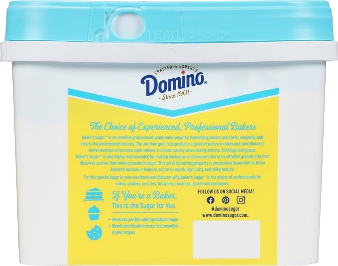 Domino® Pure Cane Ultrafine Granulated Baker's Sugar™, 3.5 lb Easy Baking Tub (Pack of 2) - Includes Bonus Recipe Card