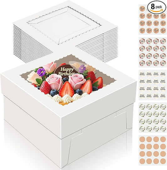 15 PCS Cake Boxes 12 Inch, 12x12x6 Inch Cake Box, 12 Inch Cake Box with Window, White Bakery Boxes, Large Baking Boxes, Cajas Para Pasteles, 12x12 Cake Boxes for Birthday, Wedding, Party, Business