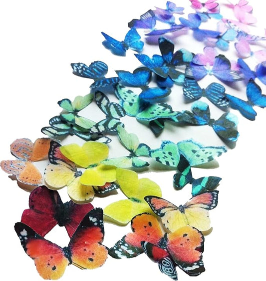 Sugar Robot Inc. Edible Butterflies Small Size Premium Crafted Made in the USA Cake and Cupcake Toppers, Decoration (Rainbow)
