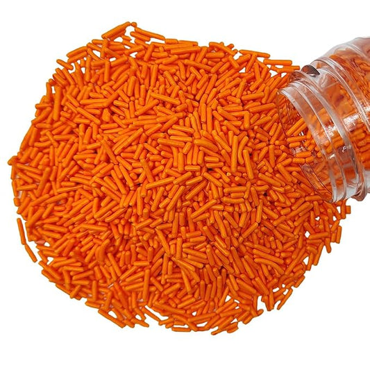 Homankit Orange Jimmies Sprinkles Edible Sprinkle Candy Soft Jimmies Toppings for Ice Cream, Cupcake, Cake, Cookie, Dessert Decorating 2.75 Ounces