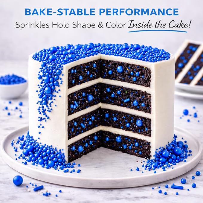 Confect Edible Sky Blue Sprinkles | Mix Pearl & Vermcelli | Edible Sprinkle | Sprinkles for Baking & Cake Decorative | Cookie Sprinkle - Vegan, Gluten-Free, Nut-Free, Soy-Free, Dairy-Free, Palm Oil-Free -4.2 Oz