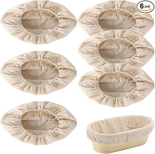 6 Pieces Oval Banneton Proofing Cloth liner, 10 inch Bread Proofing Basket Liner, Sourdough Baking Dough Basket Cloth Liner for Bakery Home Baking (Basket Not Included)(Oval)