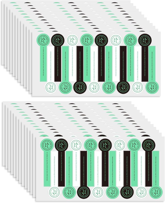 800pcs Handmade Food Baking Seal Stickers, Black Green White Self Adhesive Bakery Stickers, 3.9in Long Strip Tamper-Proof Packaging Sealing Labels for Lollipop Cake Cookie Bread