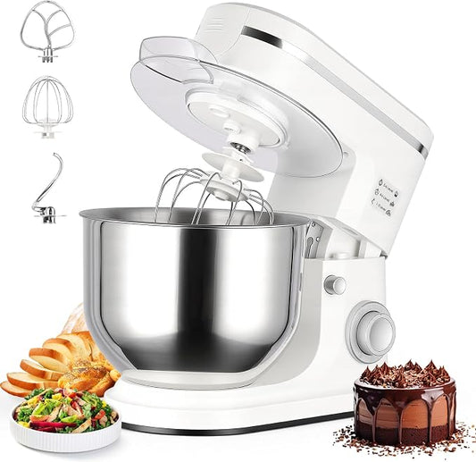 6.5QT Stand Mixer, 700W 6-Speed Tilt-Head Electric Stand Mixer, 3-In-1 Kitchen Mixer with Bowl, Dough Hook, Wire Whisk & Flat Beater, Perfect for Bakery, Cake, Bread and Home Baking
