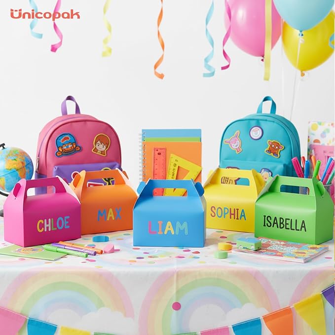 UnicoPak 30 Pack Green Party Favor Bag Boxes, Gable Gift Boxes for Candies Treats Goodies Cookies, Ideal for Green Party Favors, Themed Birthday Party, Valentine's Day, 6.5x3.5x3.5 Inches
