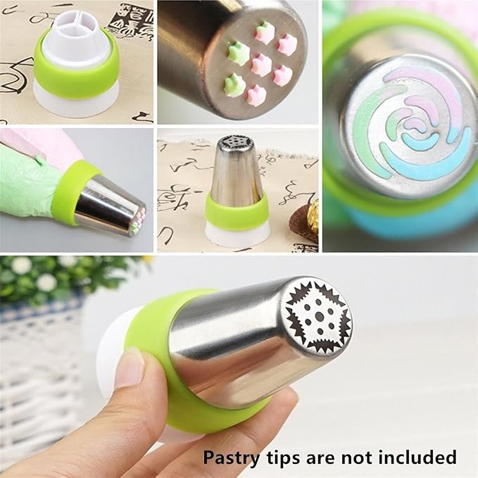 3 Packs 3 Color Icing Piping Bag Russian Nozzle Converter Coupler Icing Cake Decor Tools