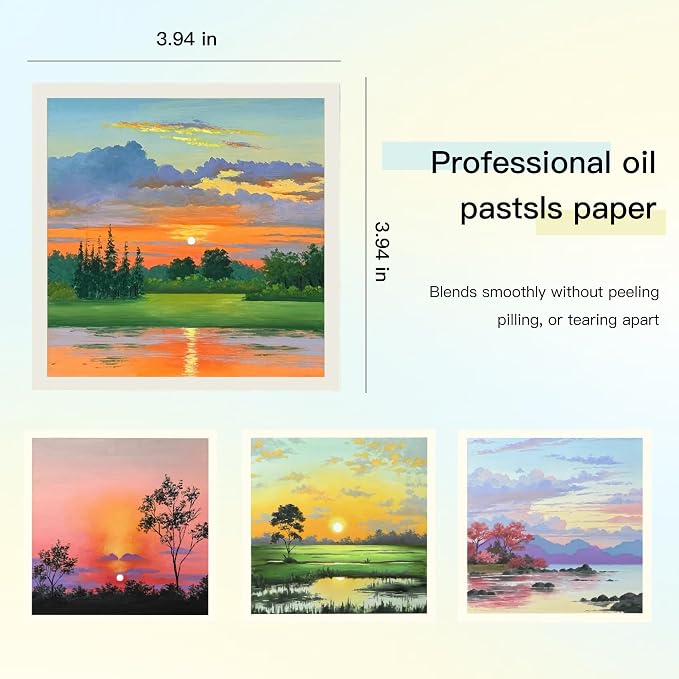 rubens 48 Macaron Soft Oil Pastels Set with 30 Sheets Paper, Knife, Board, Tape for Beginners