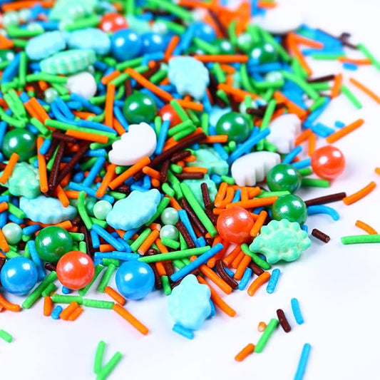 3oz Dinosaur Sprinkles for Cupcakes Decorating, Blue and Green Sprinkles for Baking, Edible Dino Sprinkles for Kids Birthday Party, Sprinkle for Cupcake Toppers