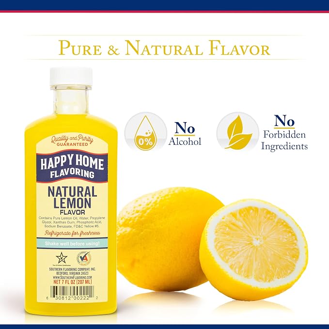 Happy Home Natural Lemon Flavor, Non-Alcoholic, Certified Kosher, 7 oz.