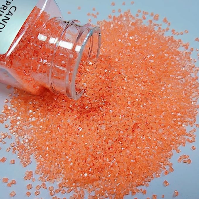 HeDeon&Rles Edible Orange Sanding Sugar Crystals for Baking 120g/4.23oz Sparkling Sugar Crystals Cake Cupcake Pancake Ice Cream Top Birthday Wedding Easter Halloween ChristmasCake Decoration