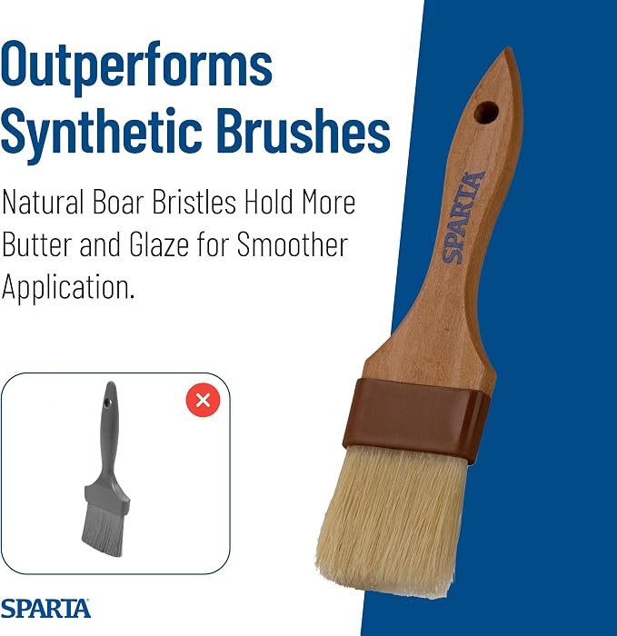 SPARTA Kitchen Basting Brush – 4037400 Basting Brush for Cooking Flat Boar Bristle Brush, Hardwood Handle for Kitchens, Restaurants, Catering, High Heat Food Prep, 2in, Pack of 12