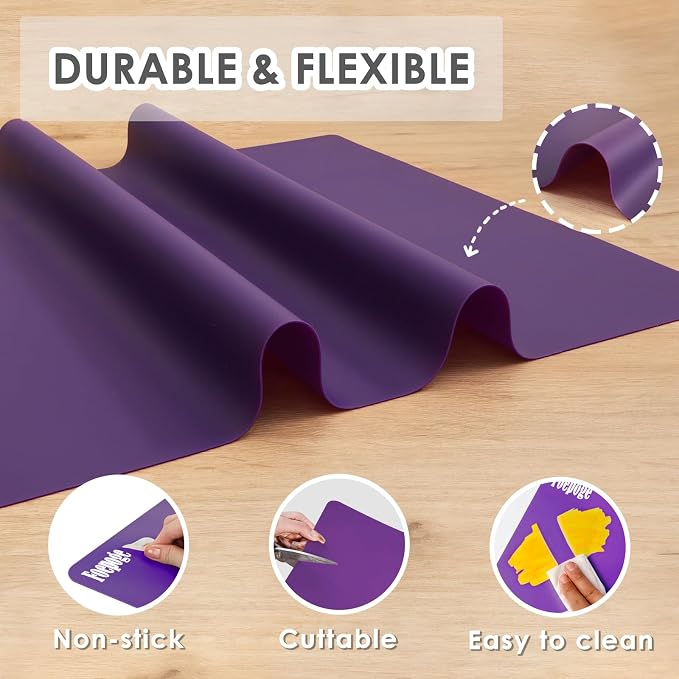 31.5" x 23.6" Extra Large Silicone Mat for Resin Casting, Epoxy and Crafts, Nonstick Silicone Sheet for Jewelry Casting Molds, Countertop Protector Mat Heat Resistant Placemats by Foepoge, Purple
