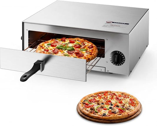 Giantex Electric Pizza Oven Indoor, Stainless Countertop Pizza Maker with Timer, Removable Crumb Tray for Commercial and Home Use, Fits 12" Pizzas