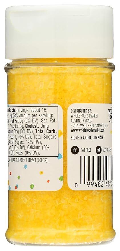 365 by Whole Foods Market, Yellow Decorating Sugar, 3.3 Ounce (Pack of 5)