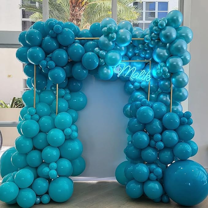Jobkoo Peacock Blue Balloons 12 Inch, 100 Pack Turquoise Blue Balloon Teal Blue Latex Balloons Matte Dark Teal Aqua Blue Helium Balloons for Birthday Baby Shower Wedding Whale Theme Party Decorations