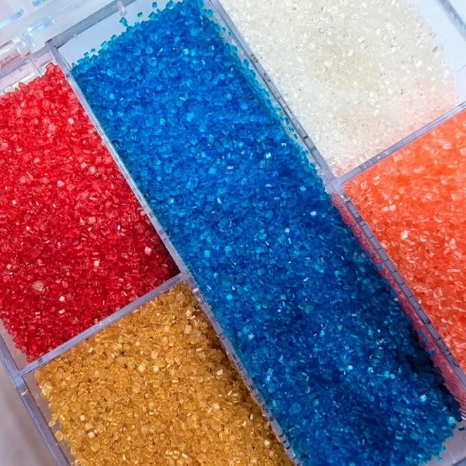 HeDeon&Rles Edible Patriotic Sanding Sugar Crystals Red White Blue Gold Orange Sparkling Sugar Crystals for Baking Icing Cookie Pancake Cake Toppers Independence Day Halloween Christmas Supplies