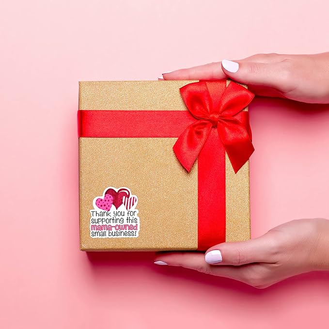 Littlefa Mama Owned Stickers Thank You for Supporting This Mama Owned Small Business, Thank You Stickers for Packaging Shipping Mail Doordash 500 PCS