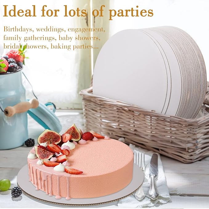 Sudaya Cake Boards 50 PCS, Cake Boards 8 Inch Round, Cardboard Cake Rounds, Disposable Cake Plates, Food Grade Cake Base Cake Tray Cake Circles, 8 Inch Cake Board White Cardboard Circles Round Base